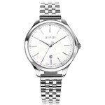 Zinzi ZINZI Classy horloge 34mm witte parelmoer wijzerplaat stalen kast en band datum ziw1017