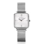 Zinzi ZINZI Square mini watch white mother of pearl dial and square silver colored case steel mesh strap 22mm extra thin ziw1717