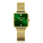 Zinzi ZINZI Square Mini watch green dial and square yellow gold-colored case steel mesh strap 22mm extra thin ZIW1735