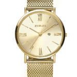 Zinzi ZINZI Roman watch gold-colored dial steel case yellow gold-colored steel mesh strap yellow gold-colored 34mm extra thin ZIW510M