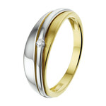 Juwelier Arie de Koning Bicolor briljant ring 0.03ct H-SI maat 17,5 (55)