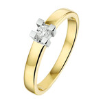 Juwelier Arie de Koning Bicolor briljant  ring 0.075ct H-SI maat 18 (57)