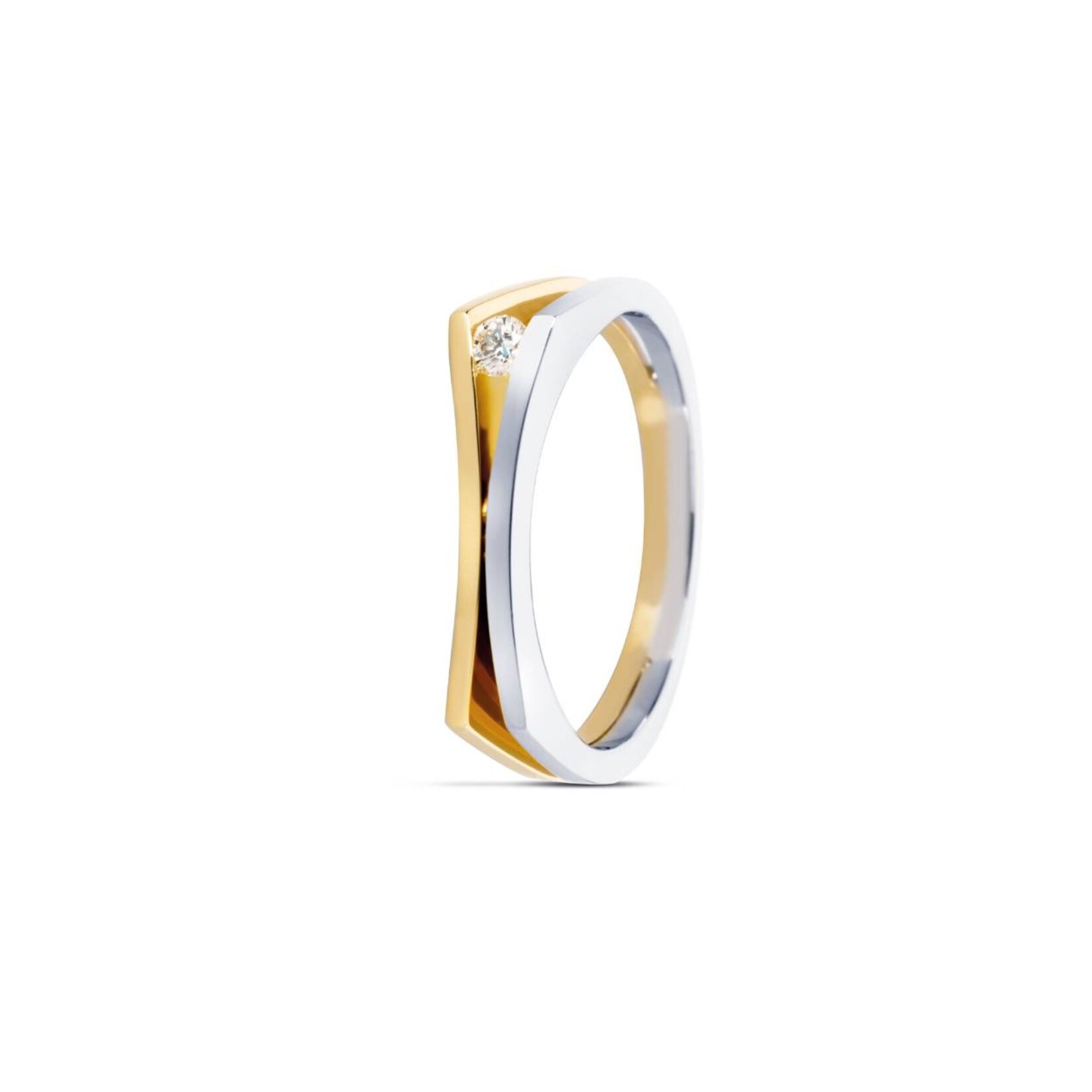 R&C DIAMONDS R&C Bicolor gouden briljant ring h-p1 0.04ct maat 18 (57)