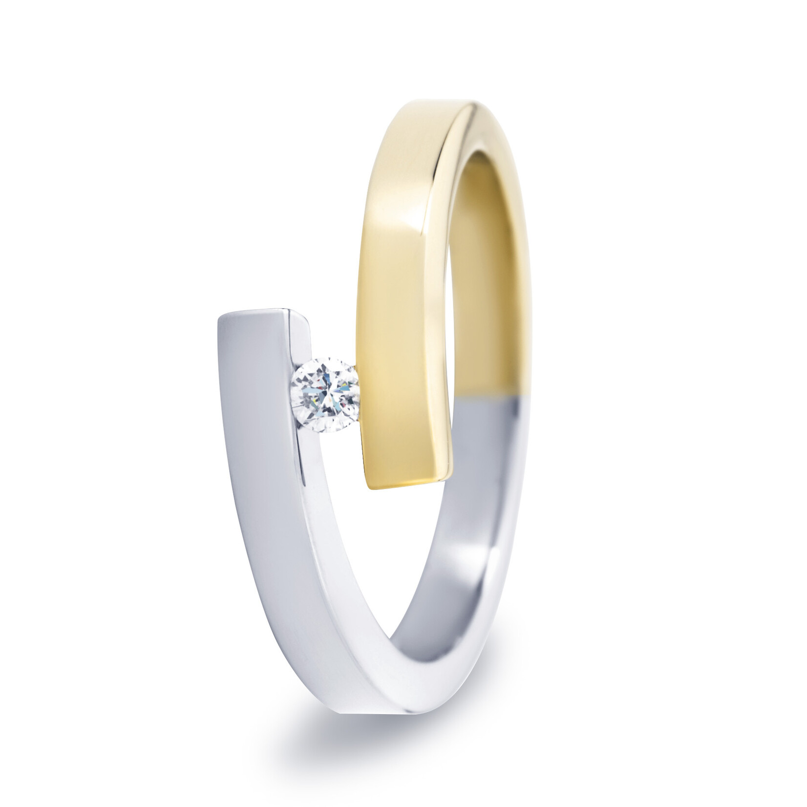 R&C DIAMONDS R&C bicolor briljant ring Odette  0,05ct si/river maat 17,5 (55)