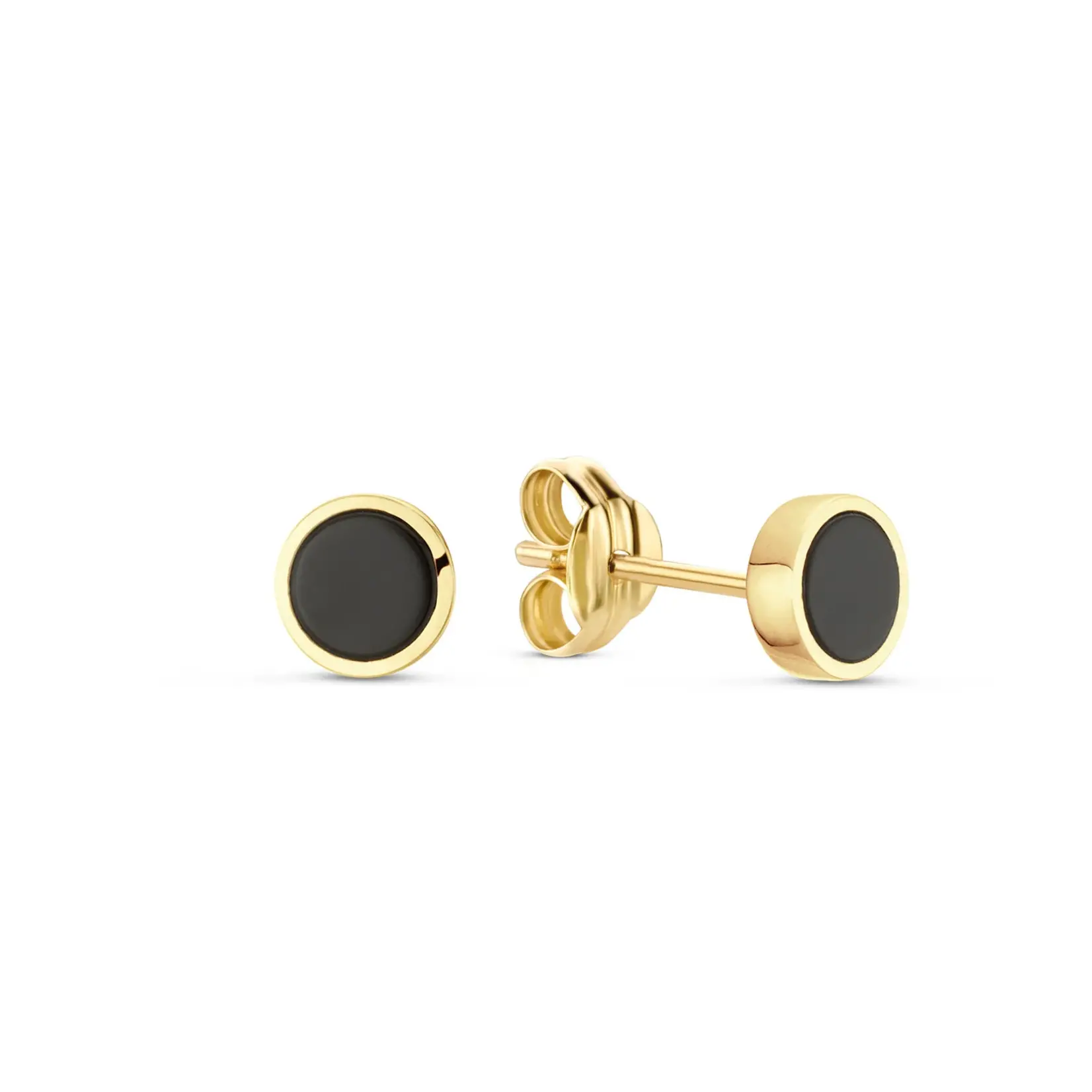 Jackie  Gold Jackie Black Agate Studs 5mm JKE24.401