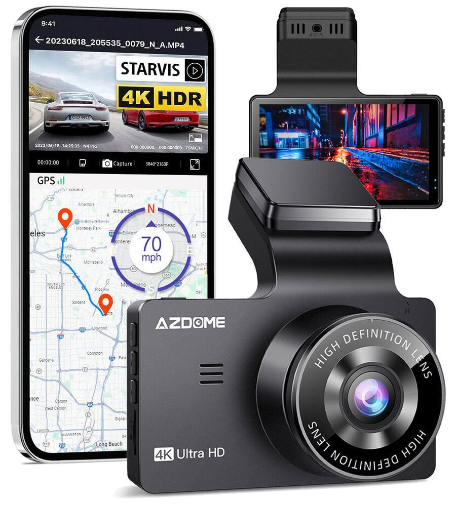 AZDome M63 Pro True 4K 64gb WiFi GPS Dashcam - Allcam