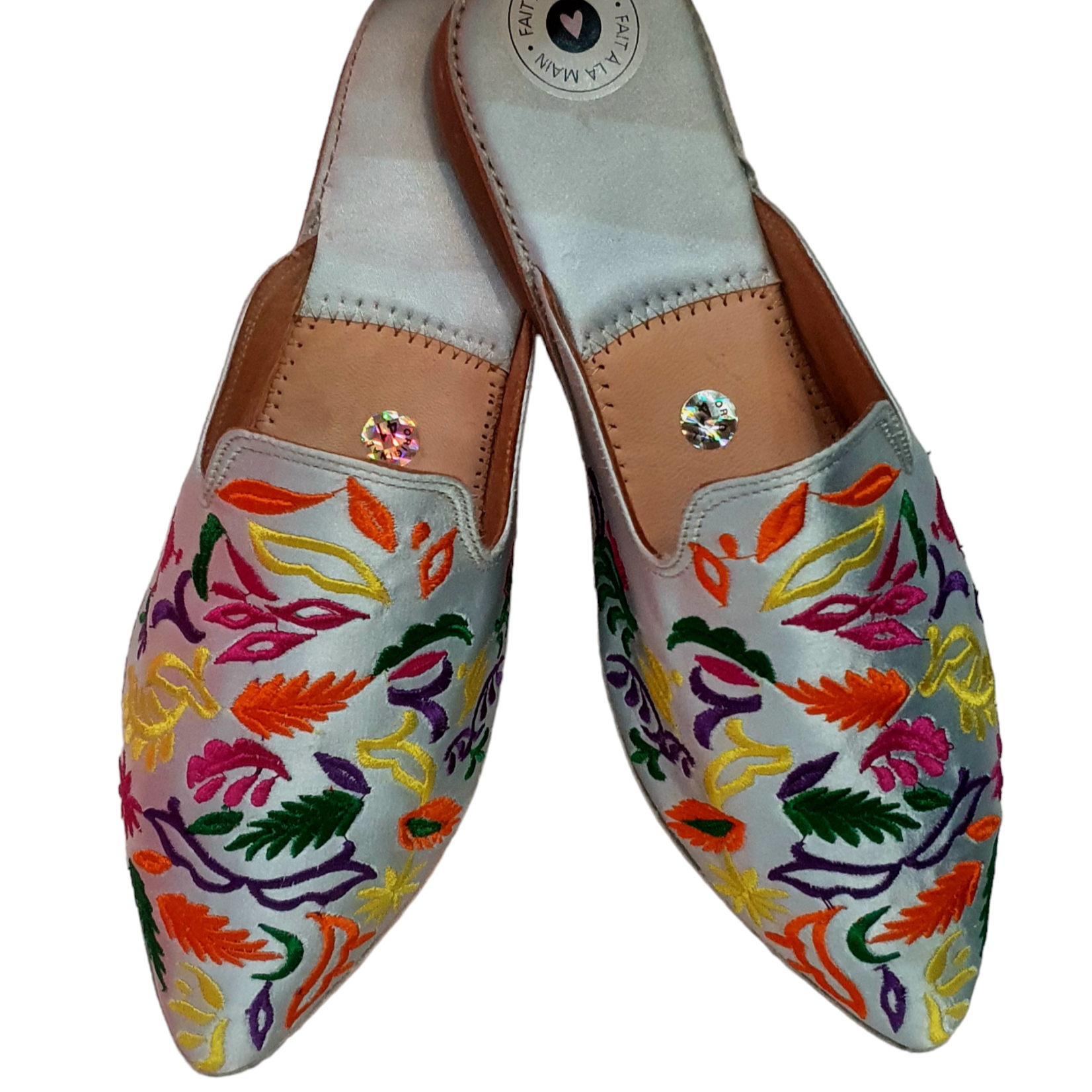 Major'Elle Flower Embroidered Leather Slipper