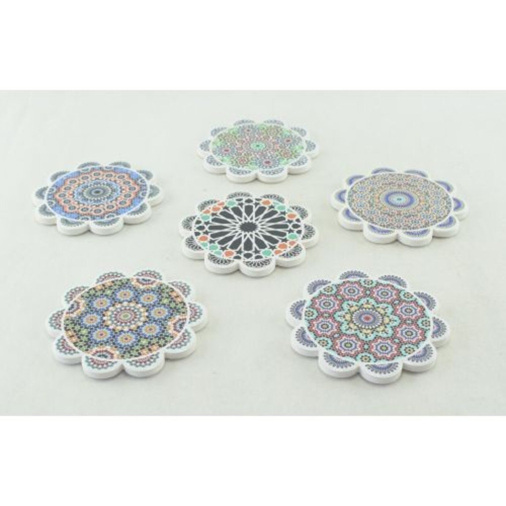 Service of 6 Mosaic Saucer Cups