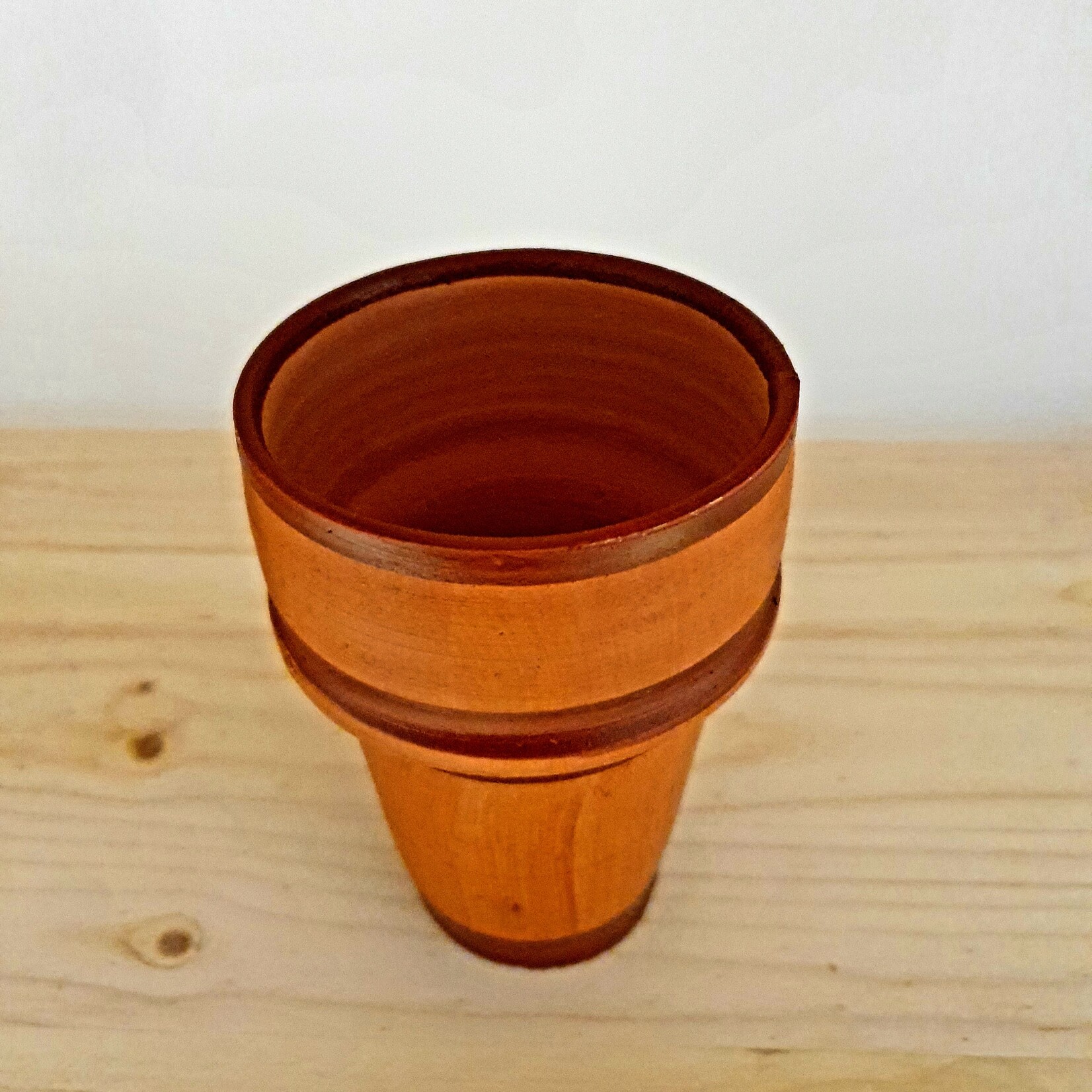 Artisan handmade clay water glass