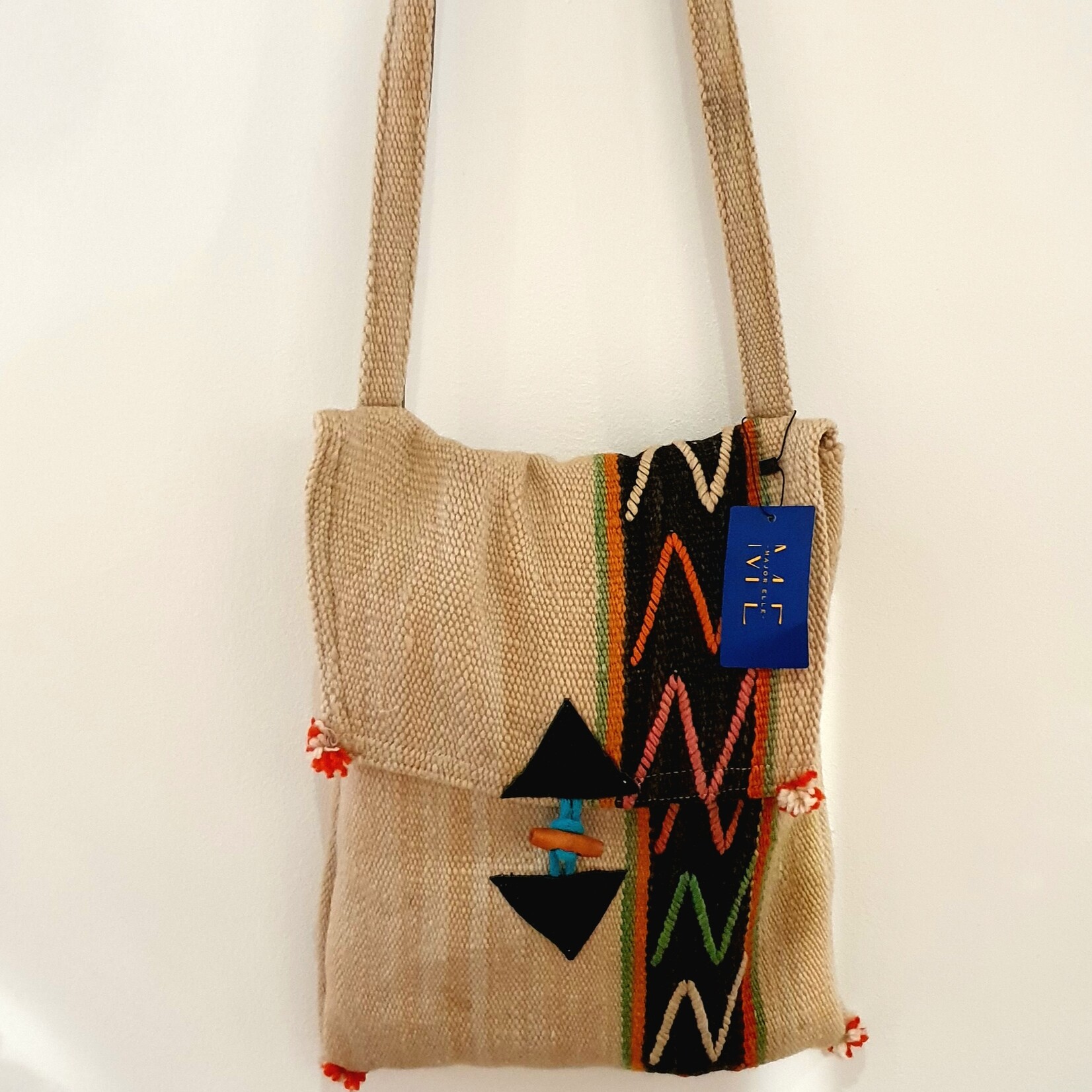 Handmade Berber wool shoulder bag