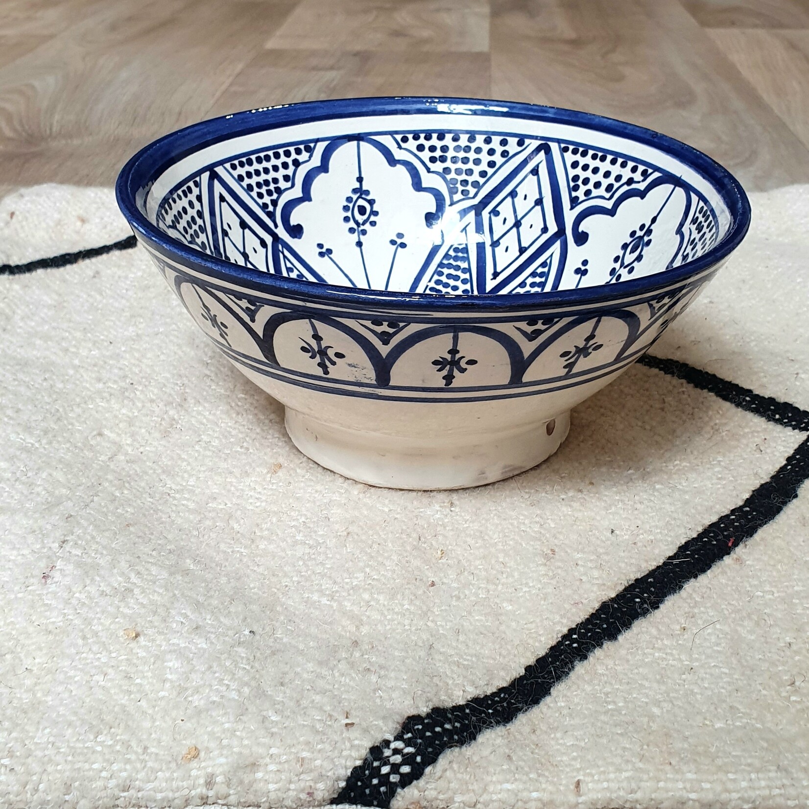 Artisanal terracotta salad bowl made and painted by hand