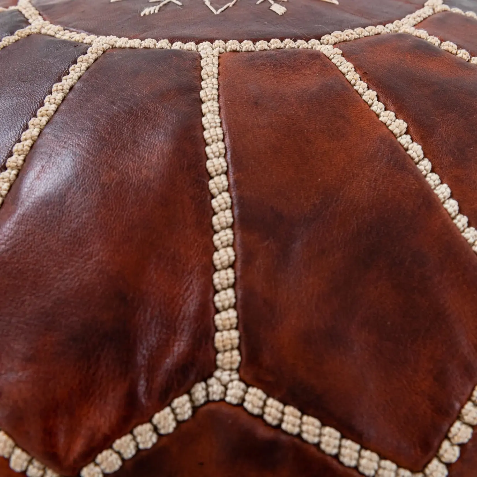 Authentic Moroccan pouf in handmade leather