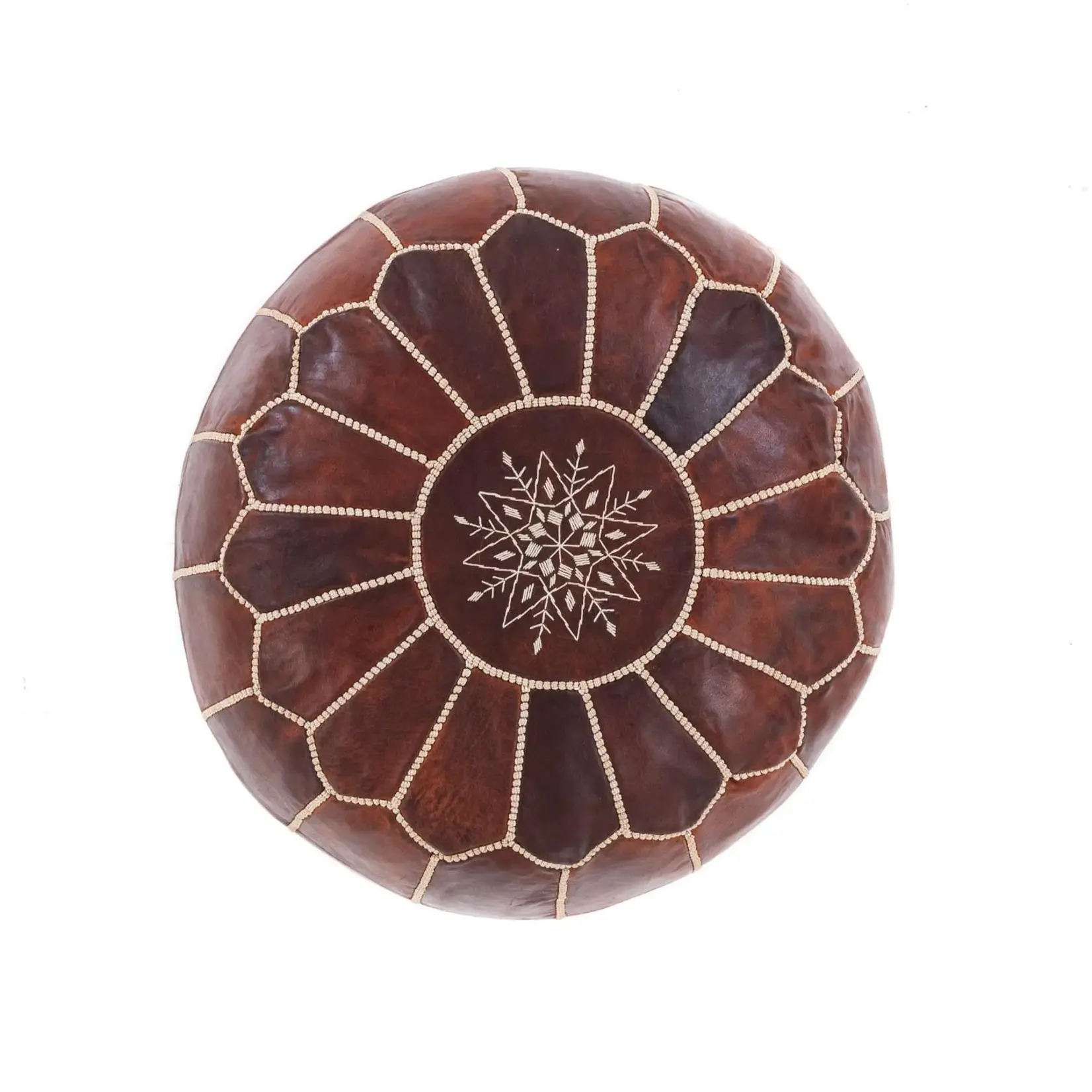 Authentic Moroccan pouf in handmade leather