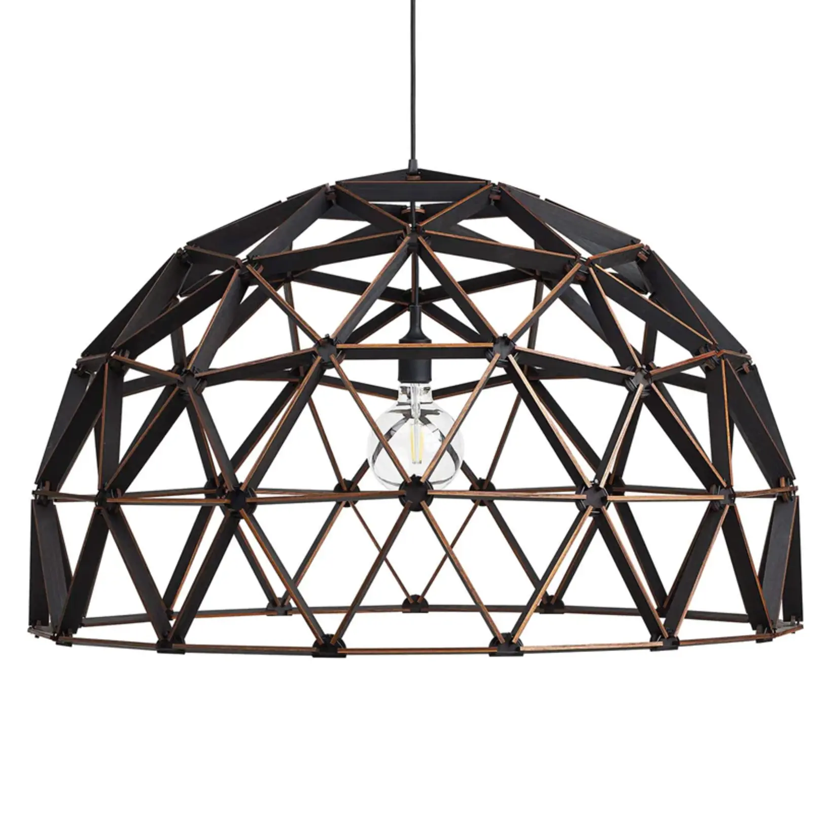 Binthout Houten koepellamp zwart - 100 cm
