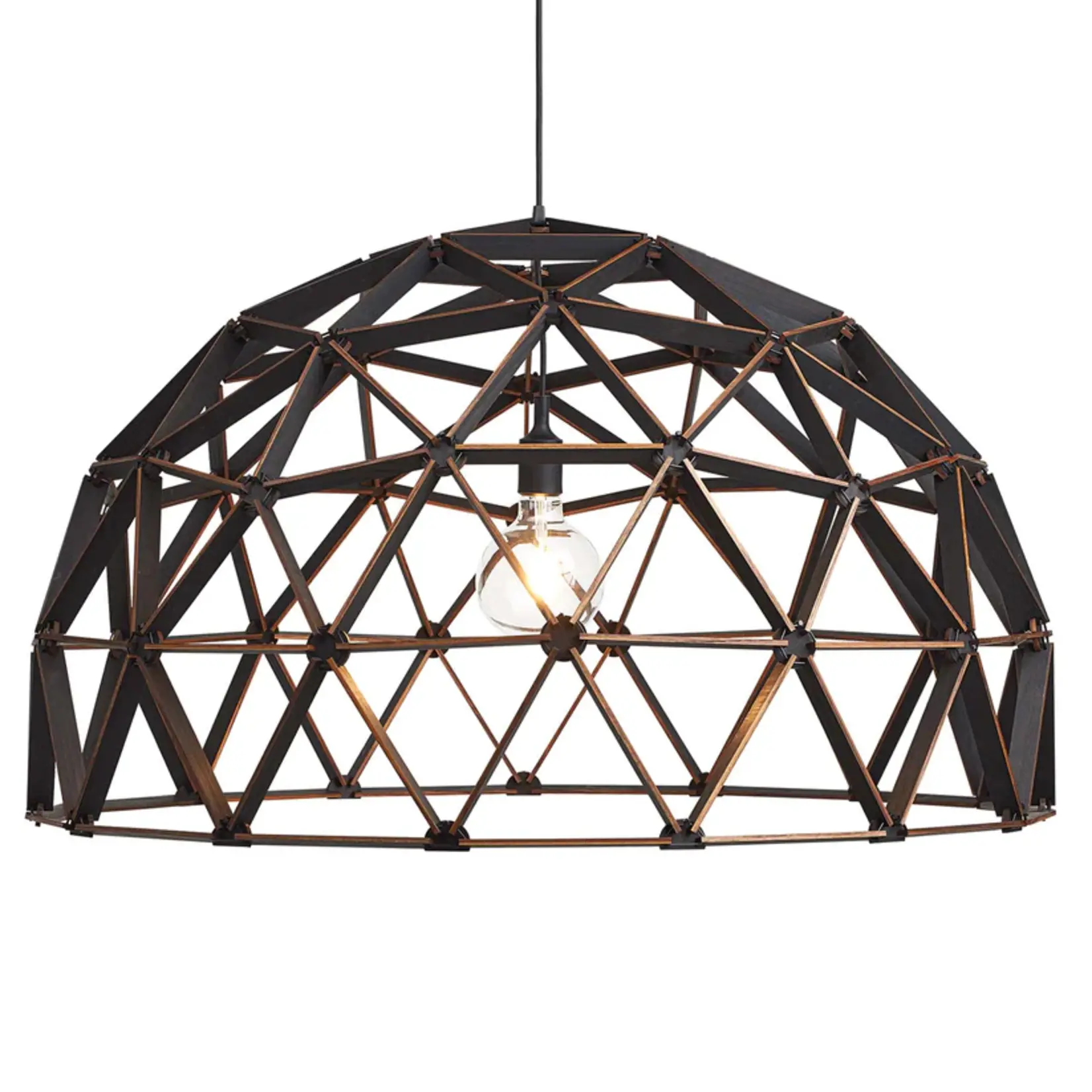 Binthout Houten koepellamp zwart - 100 cm