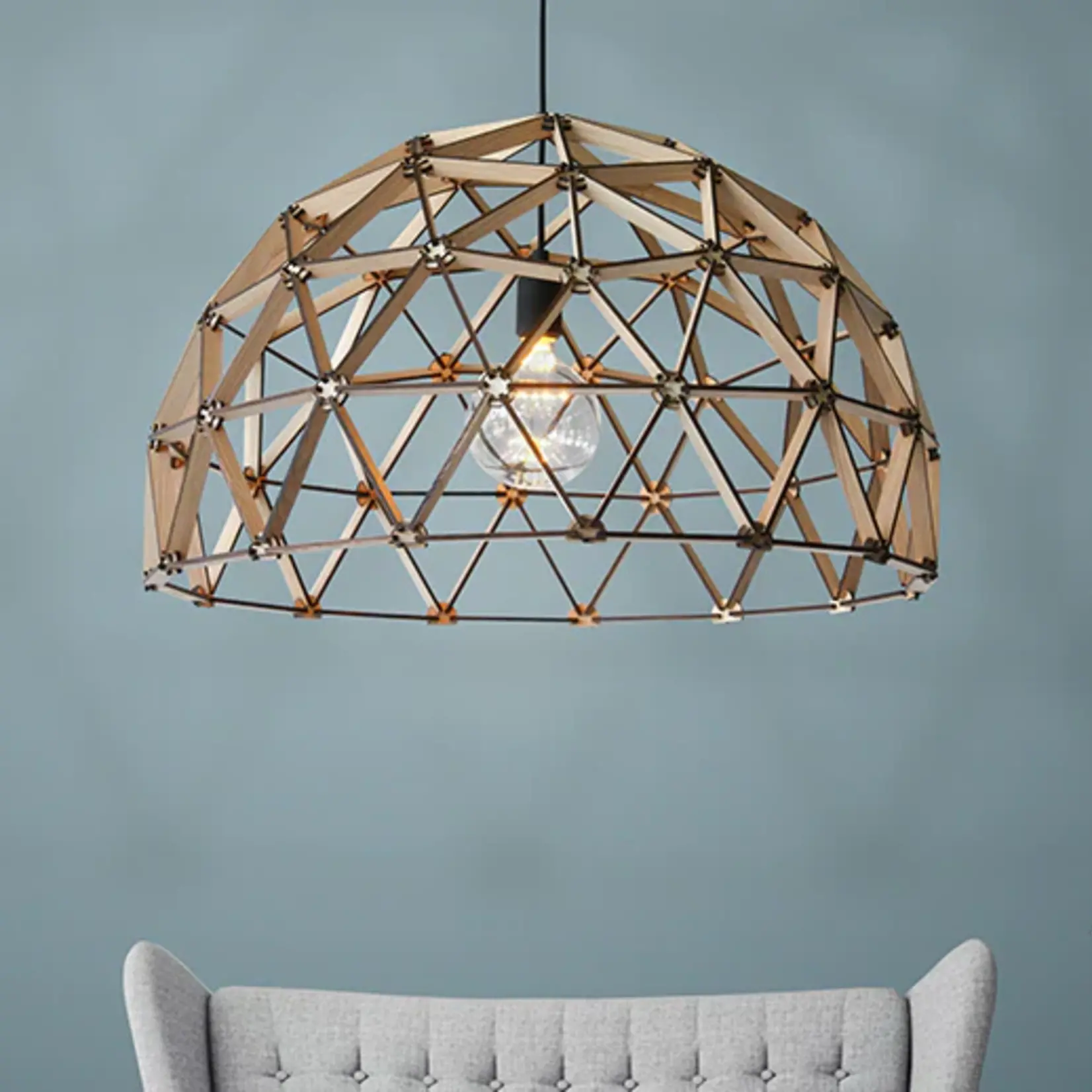 Binthout Houten koepellamp naturel - 100 cm