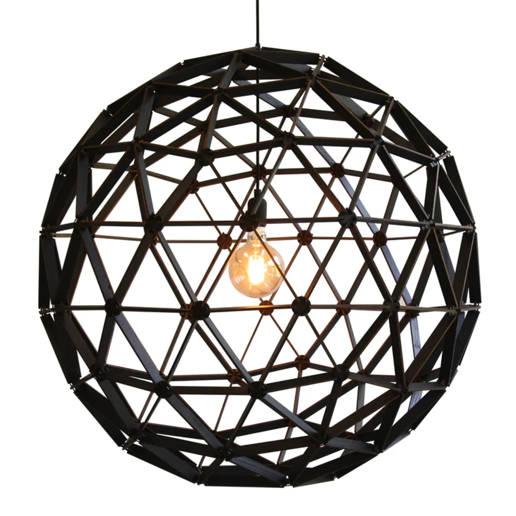 Binthout Houten bollelamp zwart - 100 cm