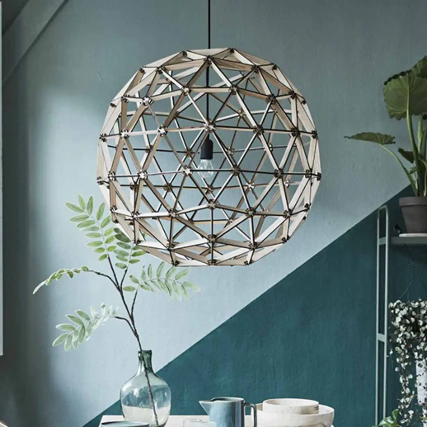 Binthout Houten bollelamp naturel - 100 cm
