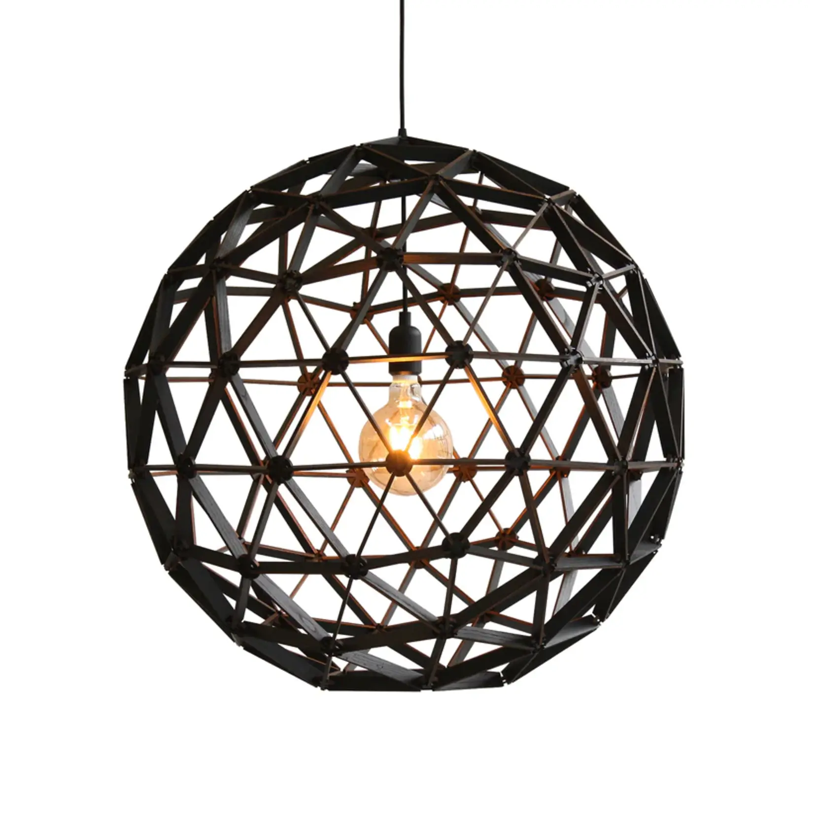 Binthout Houten bollelamp zwart - 75 cm