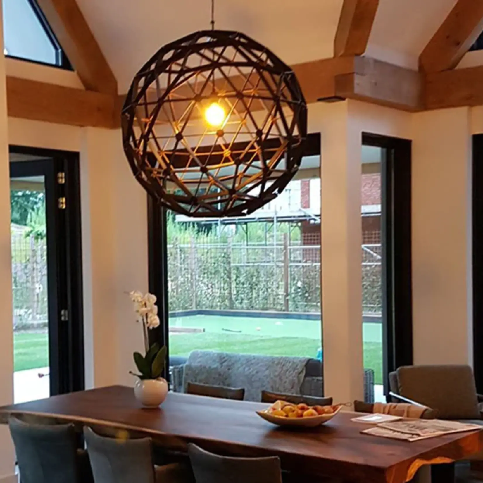 Binthout Houten bollelamp zwart - 75 cm
