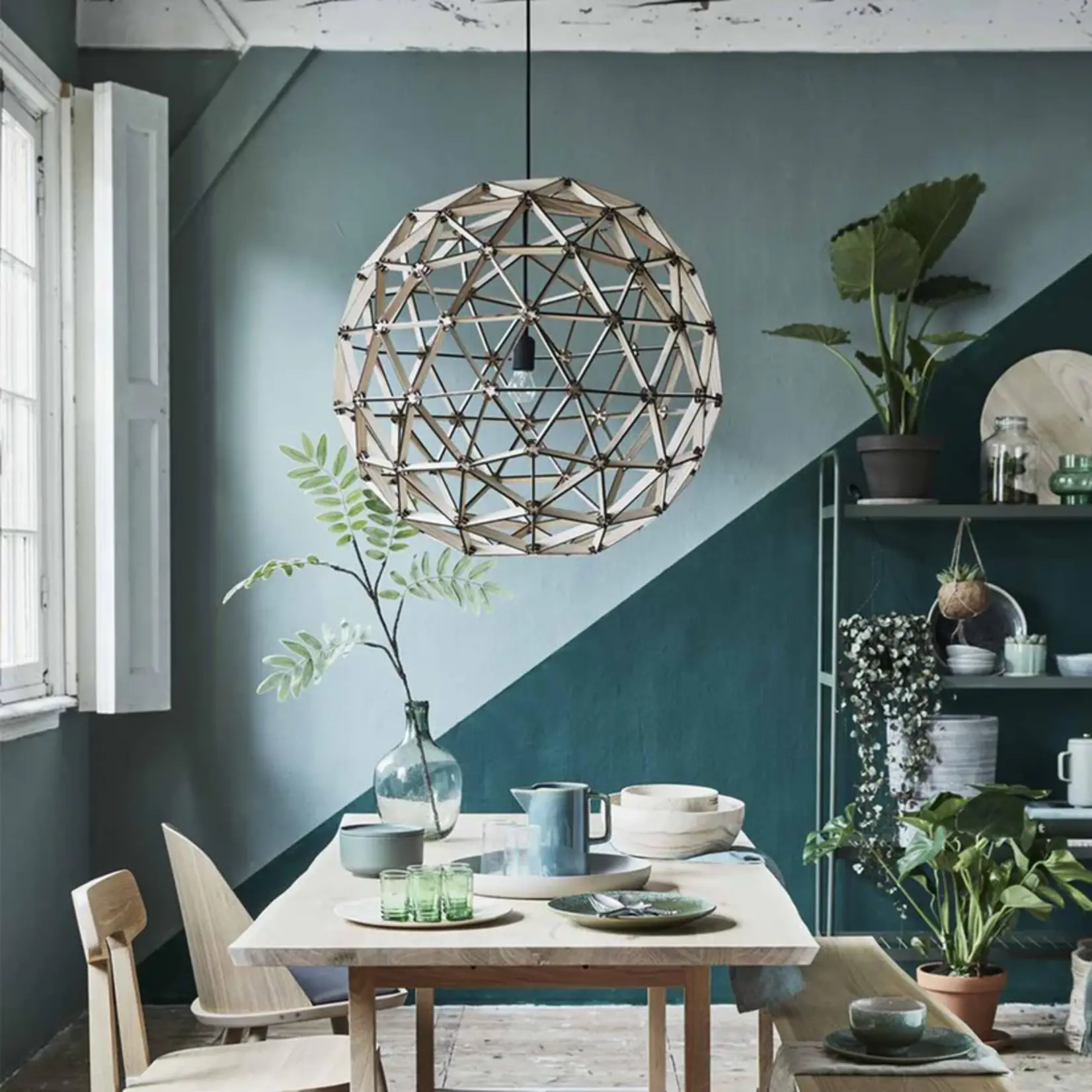 Binthout Houten bollelamp naturel - 75 cm