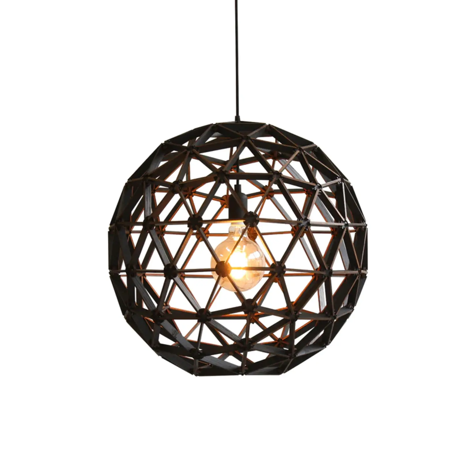 Binthout Houten bollelamp zwart - 60 cm