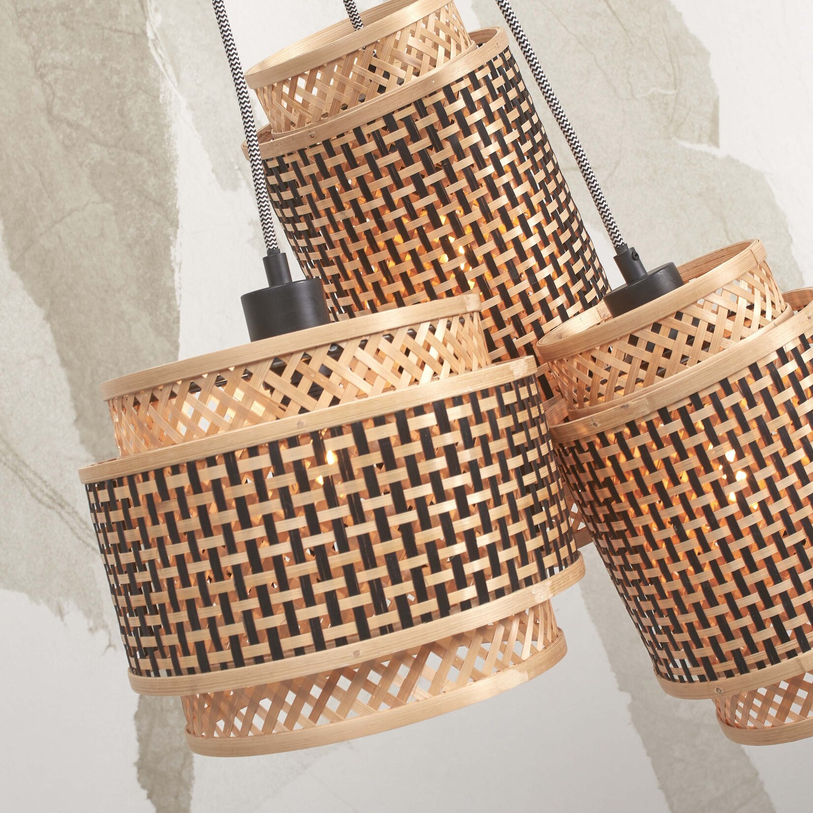 Good&Mojo Bhutan hanglamp, set van 3 natural/black