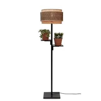 Good&Mojo Bhutan vloerlamp met plankje - zwart frame