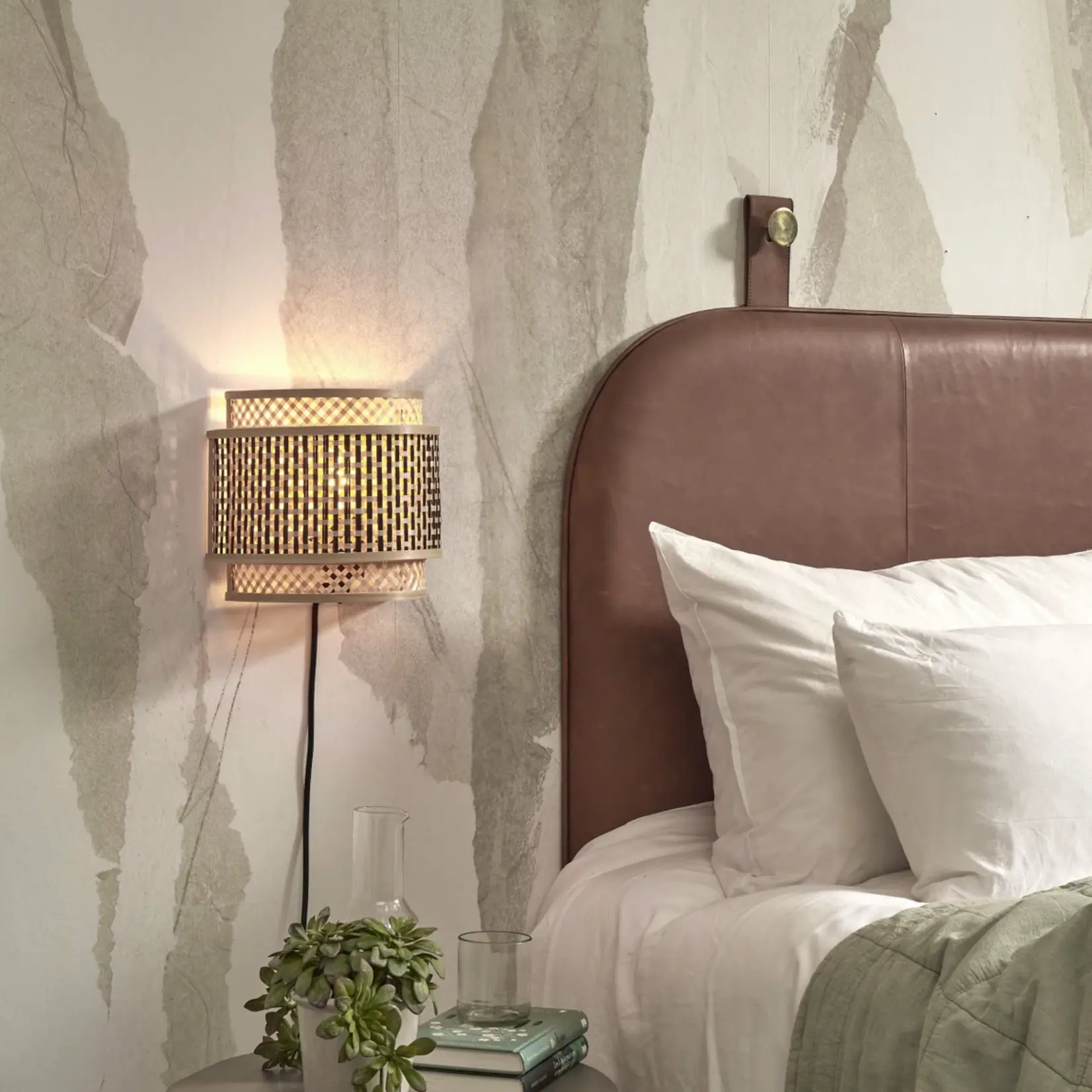 Good&Mojo Bhutan halve wandlamp - natural/black S