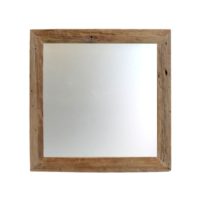 HSM Collection Wandspiegel Rustiek - 80x80 cm - drijfhout teak