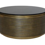 HSM Collection Salontafel marmer - ø80x40 - zwart/goud - Marmer/metaal
