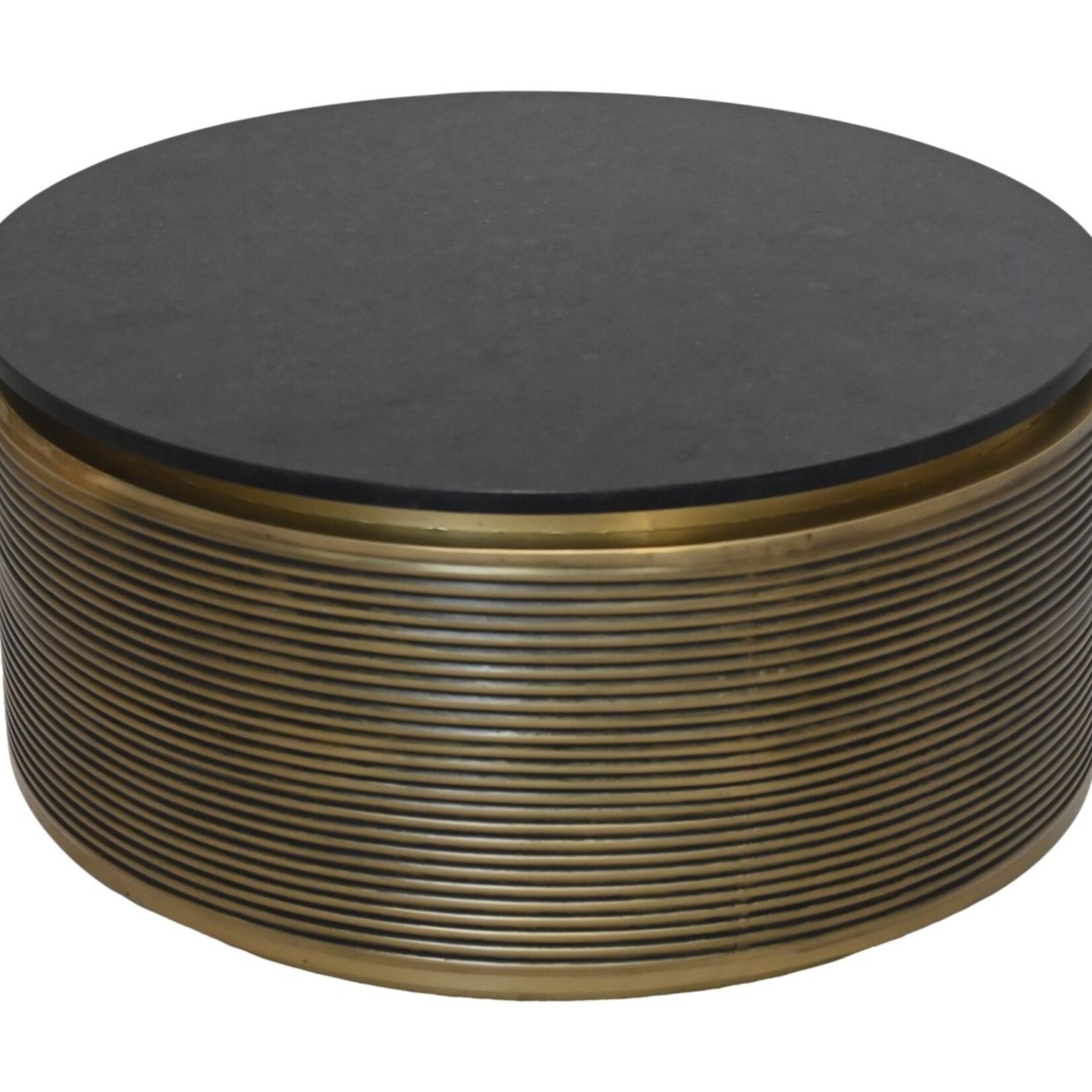 HSM Collection Salontafel marmer - ø80x40 - zwart/goud - Marmer/metaal