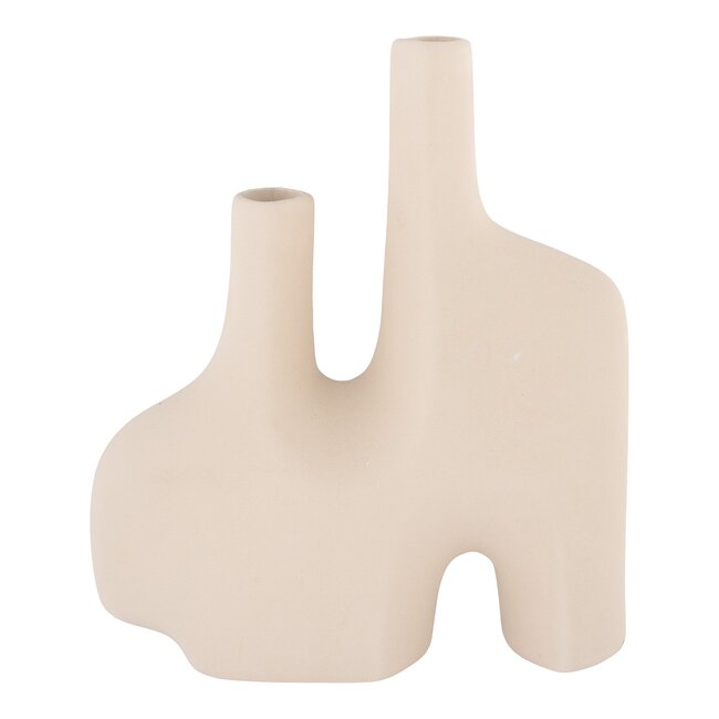 Nordic Vase - Vase in sand ceramic with two openings 8x23,5x27 cm