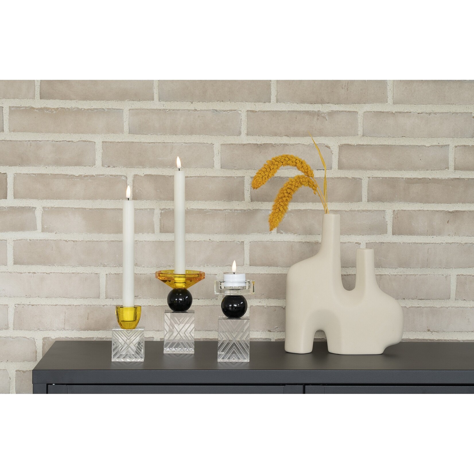 Nordic Vase - Vase in sand ceramic with two openings 8x23,5x27 cm