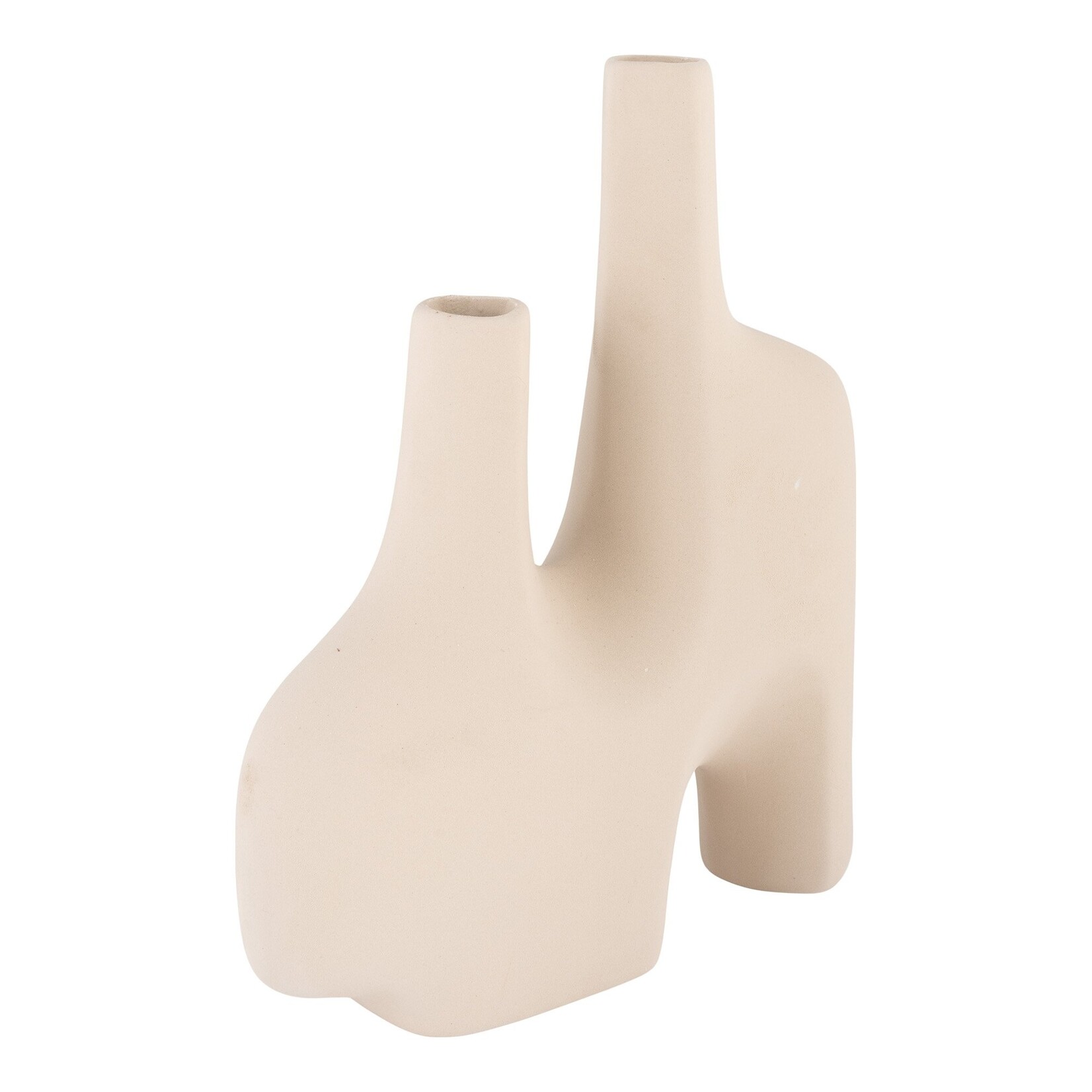 Nordic Vase - Vase in sand ceramic with two openings 8x23,5x27 cm