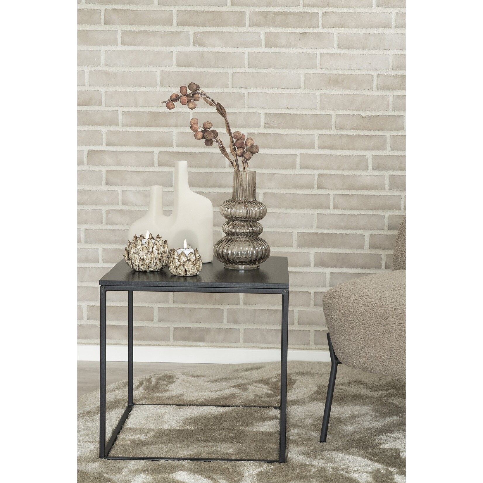 Nordic Vase - Vase in sand ceramic with two openings 8x23,5x27 cm