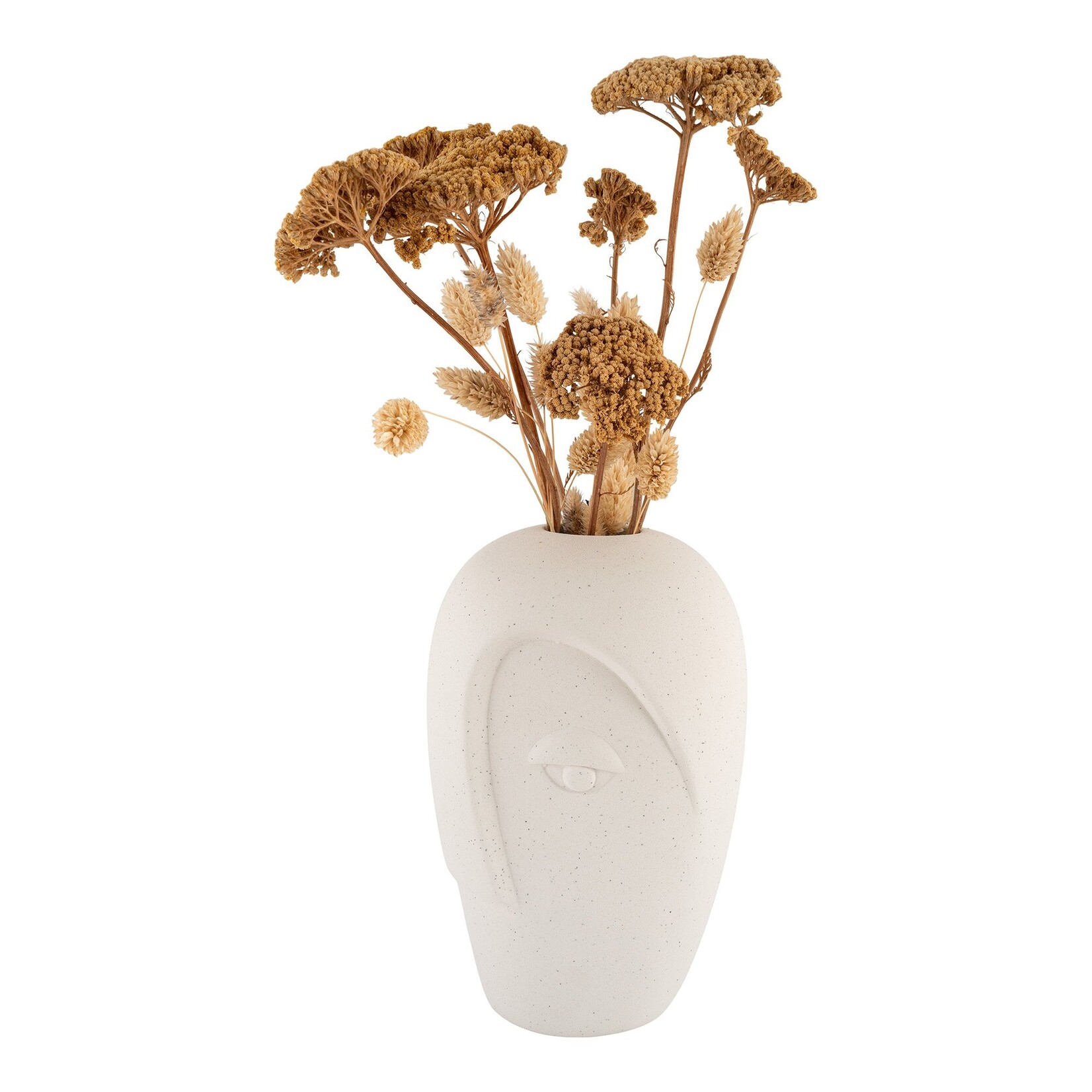 Nordic Ceramic Vase - Vase in sand ceramic with face  12,5x13x19,5 cm