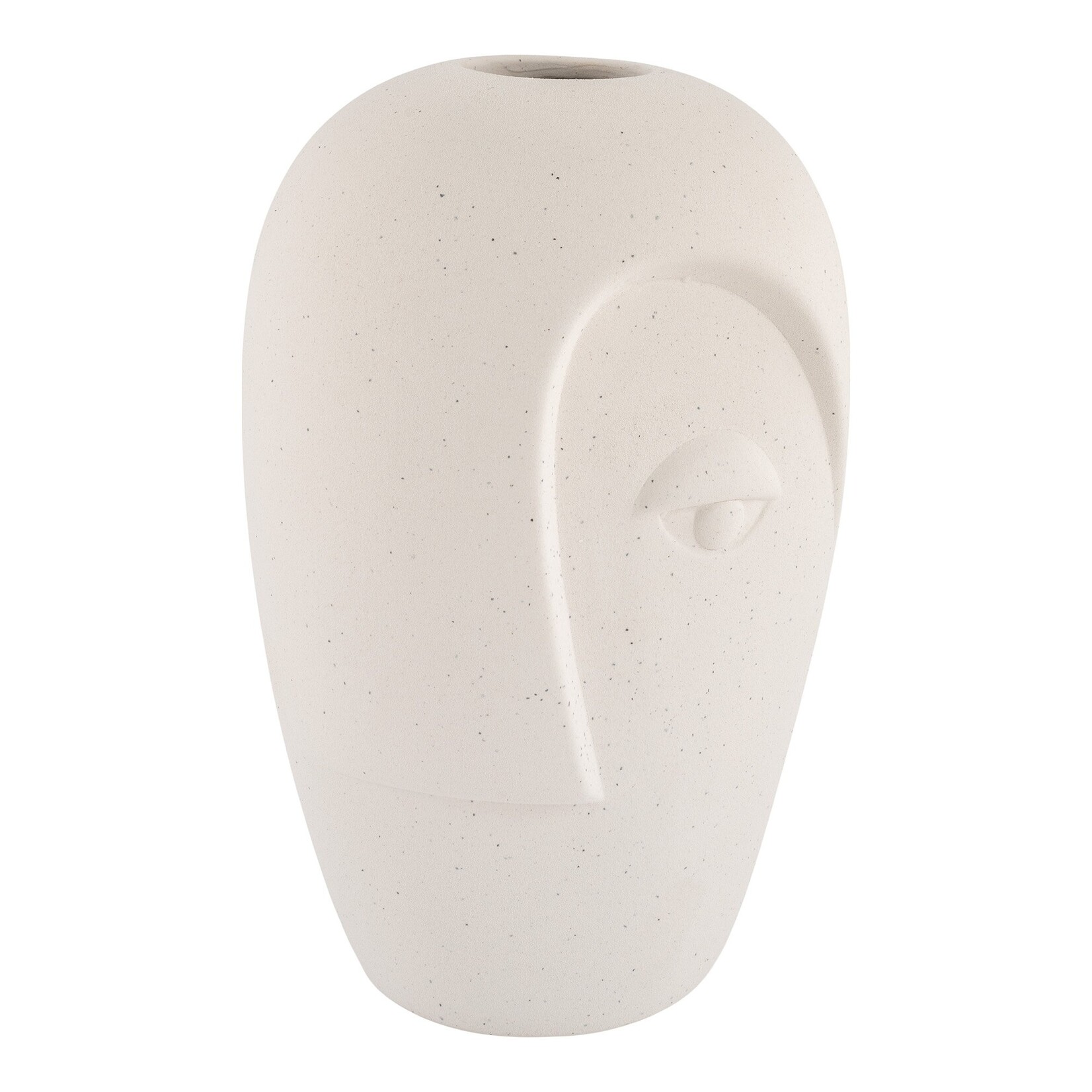 Nordic Ceramic Vase - Vase in sand ceramic with face  12,5x13x19,5 cm