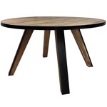 HSM Collection Ronde eettafel Milano - ø140x76 - Naturel/zwart - Acaciahout/metaal