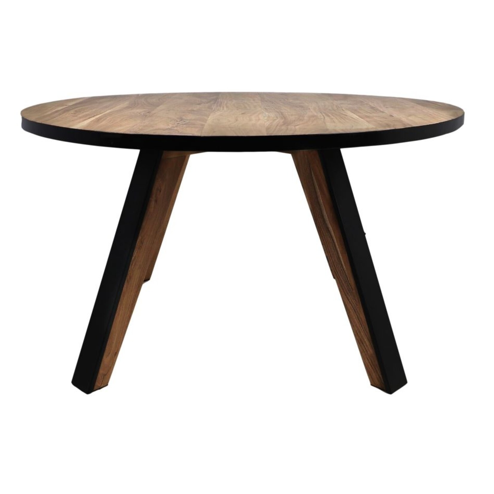 HSM Collection Ronde eettafel Milano - ø140x76 - Naturel/zwart - Acaciahout/metaal