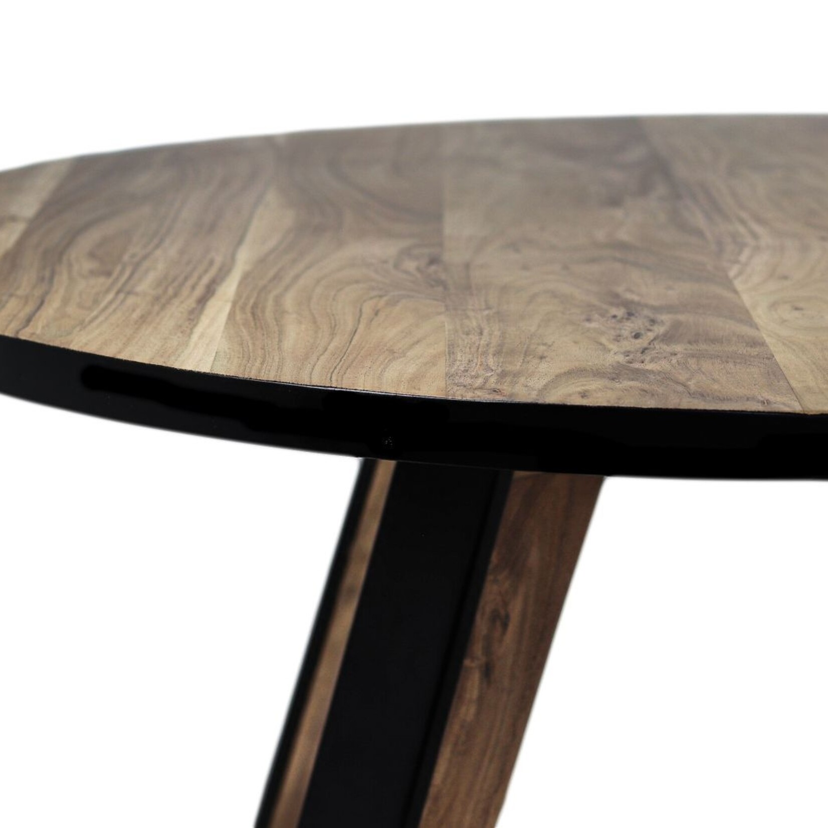 HSM Collection Ronde eettafel Milano - ø140x76 - Naturel/zwart - Acaciahout/metaal