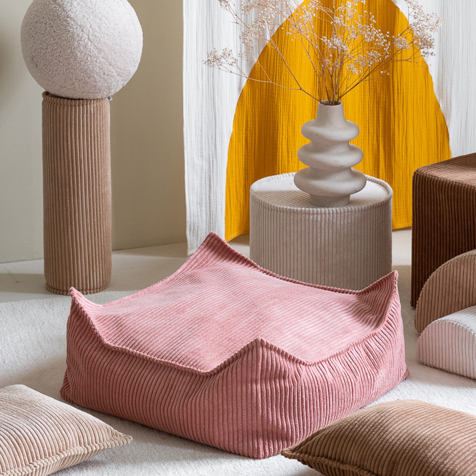 Wigiwama Pink Mousse Square Ottoman