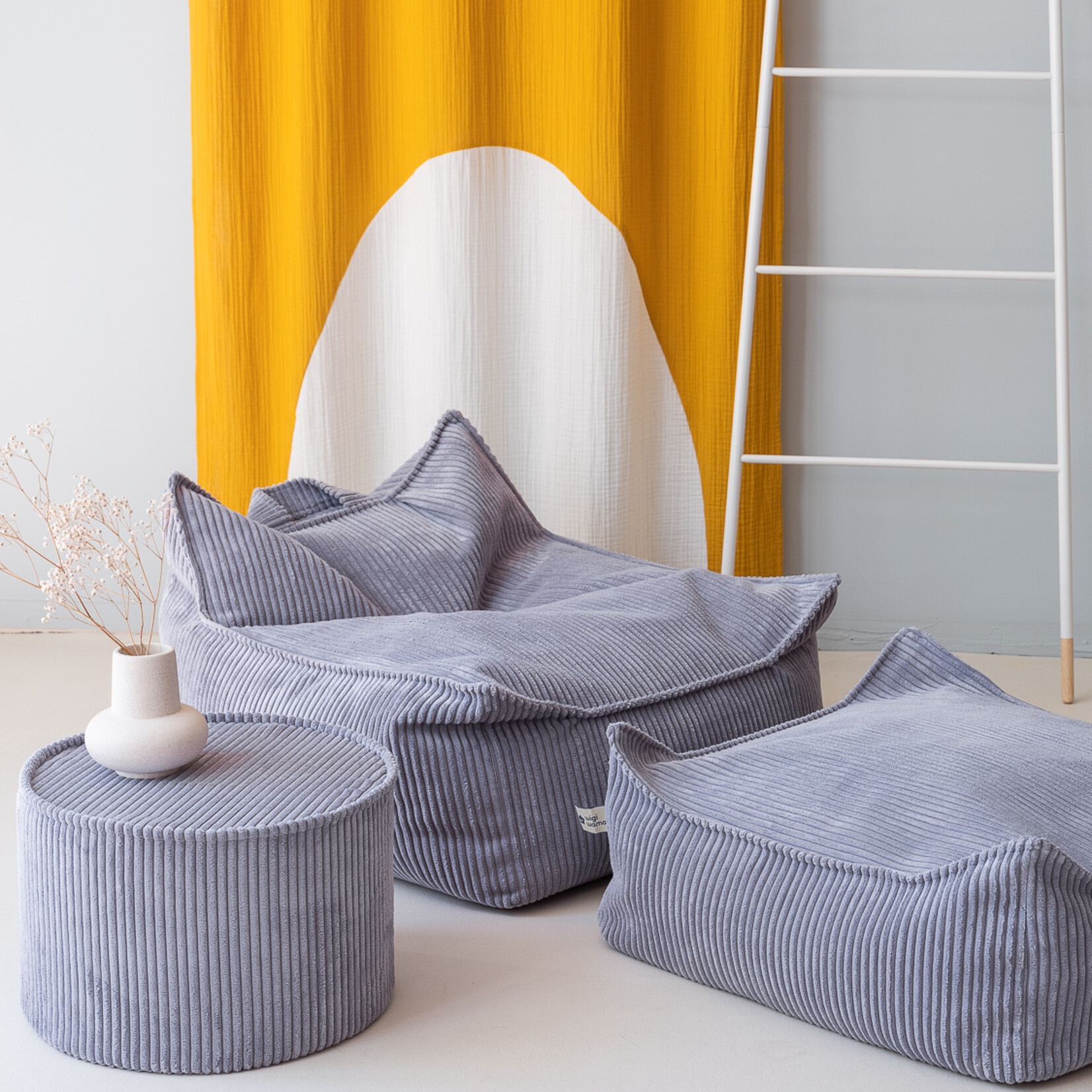 Wigiwama Blueberry Blue Square Ottoman