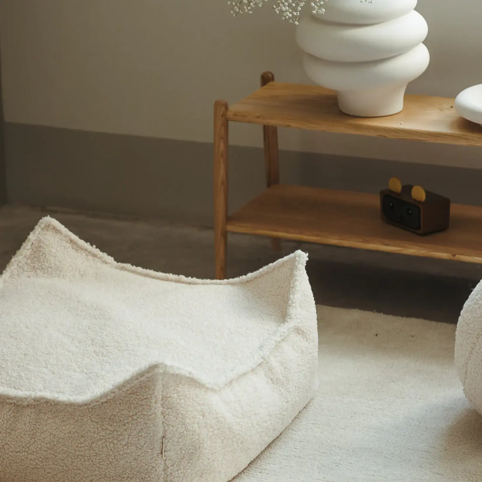 Wigiwama Cream White Square Ottoman