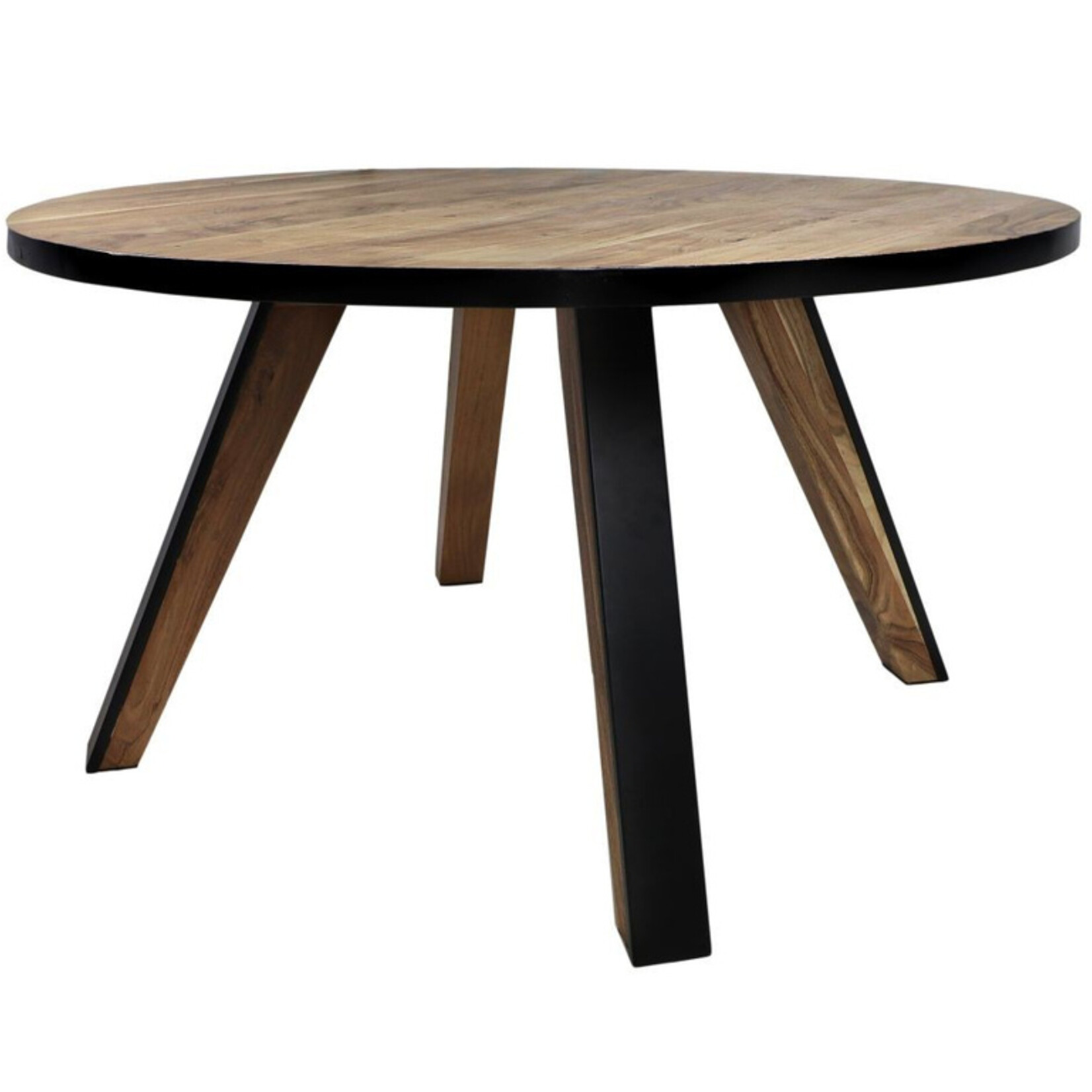 HSM Collection Ronde eettafel Milano - ø140x76 - Naturel/zwart - Acaciahout/metaal