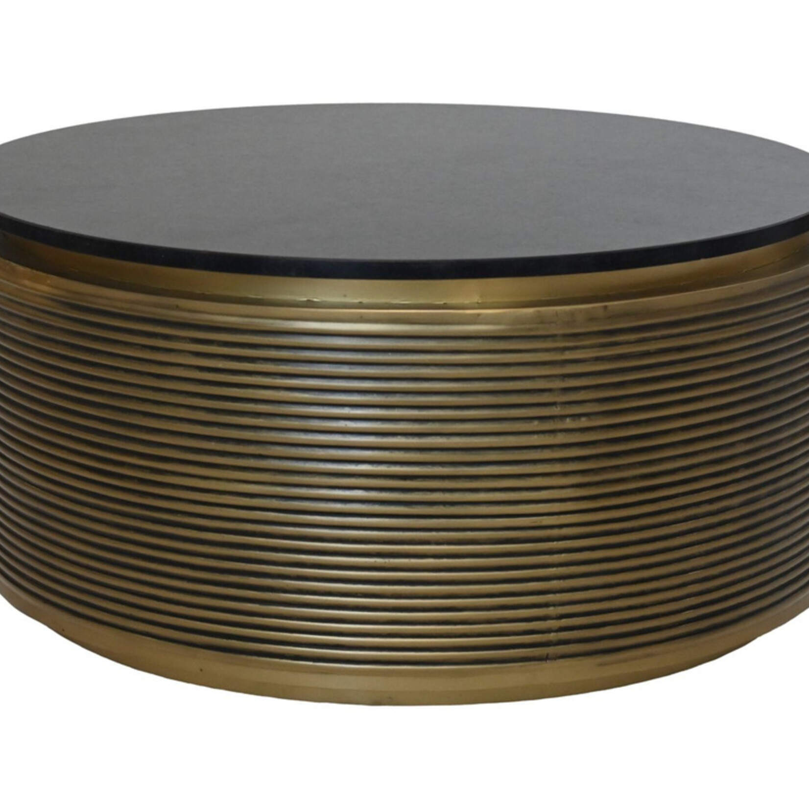 HSM Collection Salontafel marmer - ø80x40 - zwart/goud - Marmer/metaal