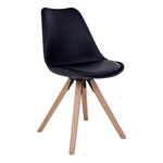 Nordic Bergen Dining Chair - Chair in black with natural wood legs - set of 2