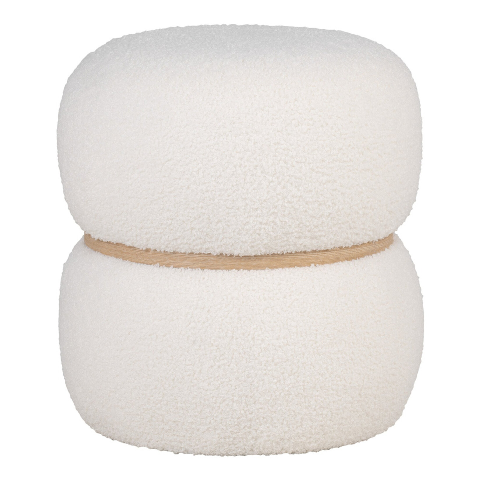 Milford Puf Milford Pouf - Pouf in bouclé, white, Ø38x41 cm