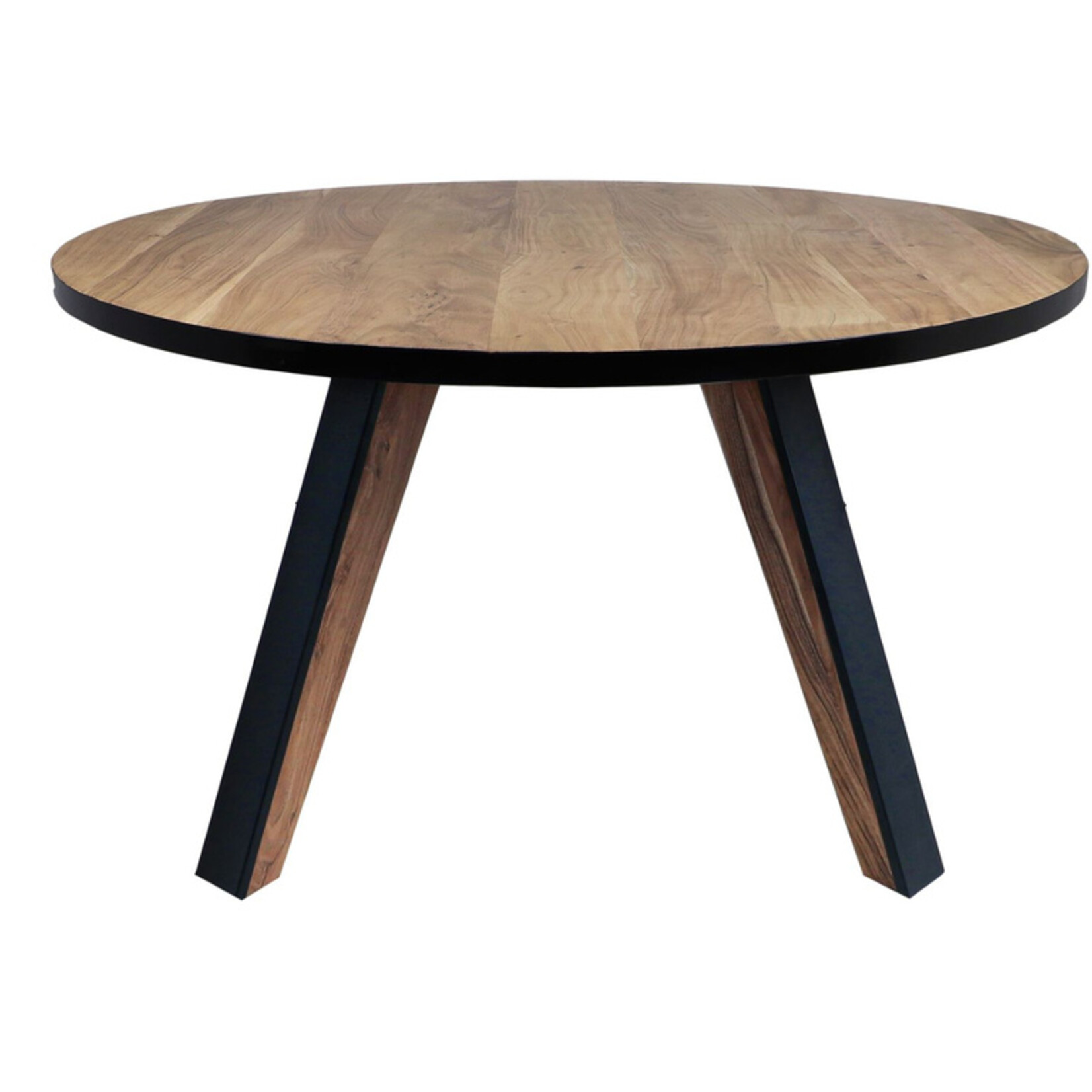 HSM Collection Ronde eettafel Milano - ø140x76 - Naturel/zwart - Acaciahout/metaal