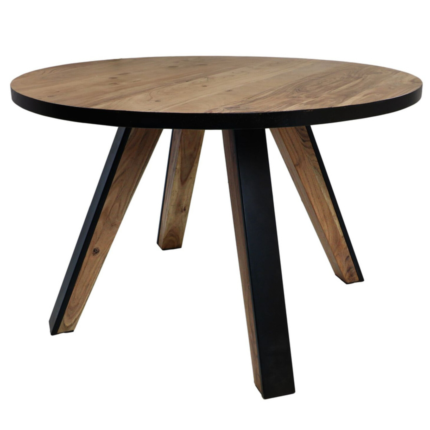 HSM Collection Ronde eettafel Milano - ø140x76 - Naturel/zwart - Acaciahout/metaal